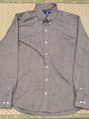 Wool & Prince 100% Worsted Wool Button Up Oxford Shirt Gray Men's Size Medium